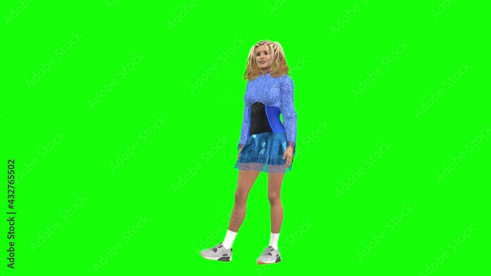 3d animation a young attractive avatar girl, walks and poses showing off her new clothes. 3d animation a young attractive avatar girl, walks and poses showing off her new clothes.