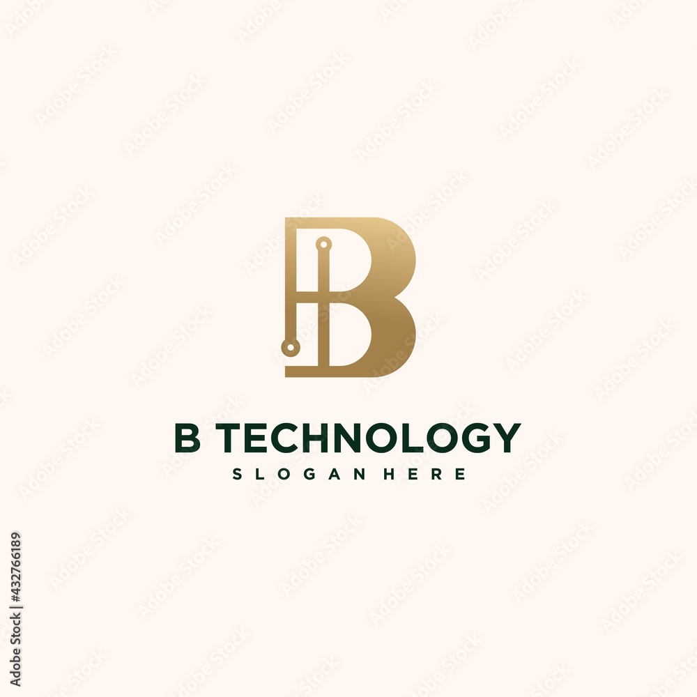 Abstract technology logo letter B set Creative B logo, connected gold color B luxury letter b logo icon Abstract technology logo letter B set Creative B logo, connected gold color B luxury letter b logo icon