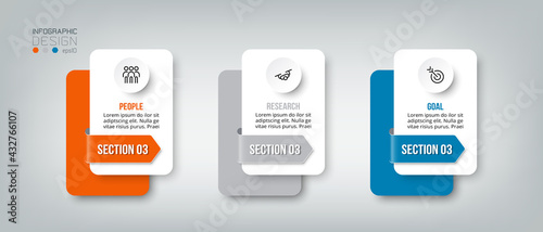 Infographic business template with step or option design.