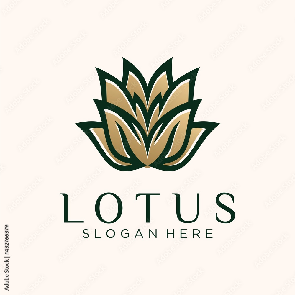 Set of creative abstract lotus logo Linear style lotus flower logo template Set of creative abstract lotus logo Linear style lotus flower logo template