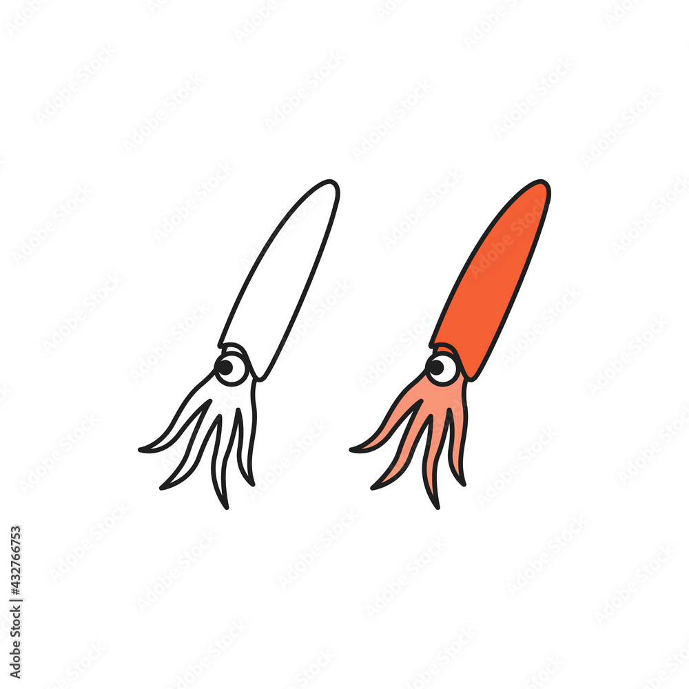 Obraz premium Squid icon flat vector illustration