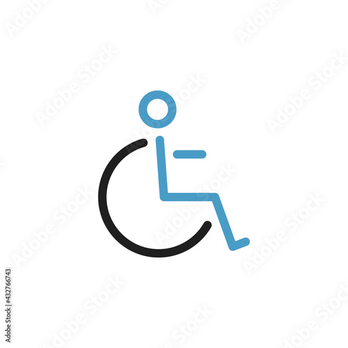 Wheel chair icon, disabled person symbol vector template.