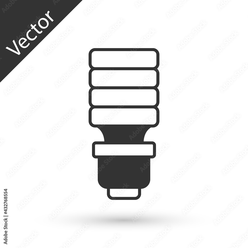 Grey LED light bulb icon isolated on white background. Economical LED illuminated lightbulb. Save energy lamp. Vector Grey LED light bulb icon isolated on white background. Economical LED illuminated lightbulb. Save energy lamp. Vector