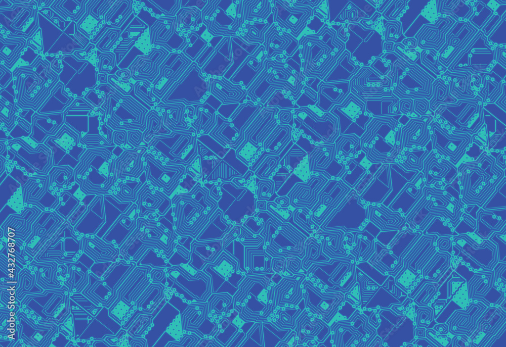 Blue Printed Circuit Board (PCB) with detailed texture 3D Illustration for background Blue Printed Circuit Board (PCB) with detailed texture 3D Illustration for background