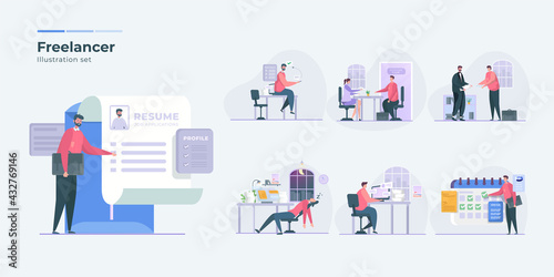 Freelancer need new job or looking for office work  on illustration set