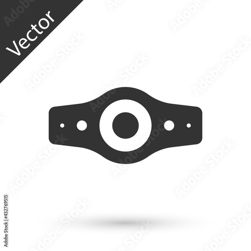 Grey Wrestling championship belt icon isolated on white background. Vector