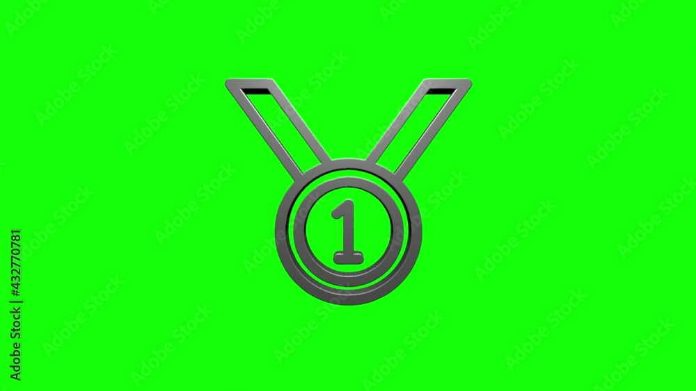 Award 3D silver medal icon isolated on green background. Winner trophy symbol. Motion graphics. Award 3D silver medal icon isolated on green background. Winner trophy symbol. Motion graphics.