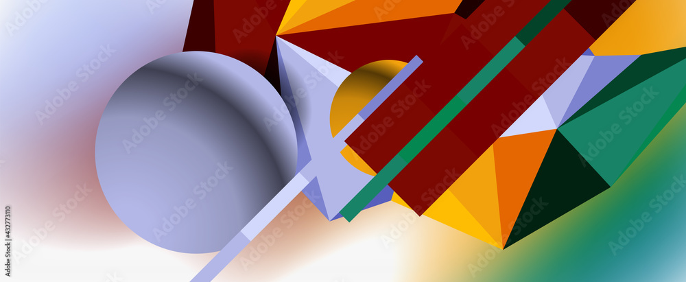 Trendy 3d geometric composition, design template for business or technology presentation, internet poster or web brochure cover