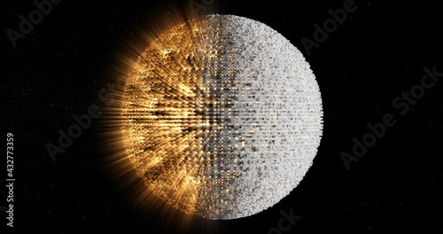 Digitized abstract binary surface on globe - 3D generated illustration
