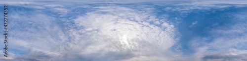 Photography Blue sky panorama with Cirrus clouds in Seamless spherical equirectangular format