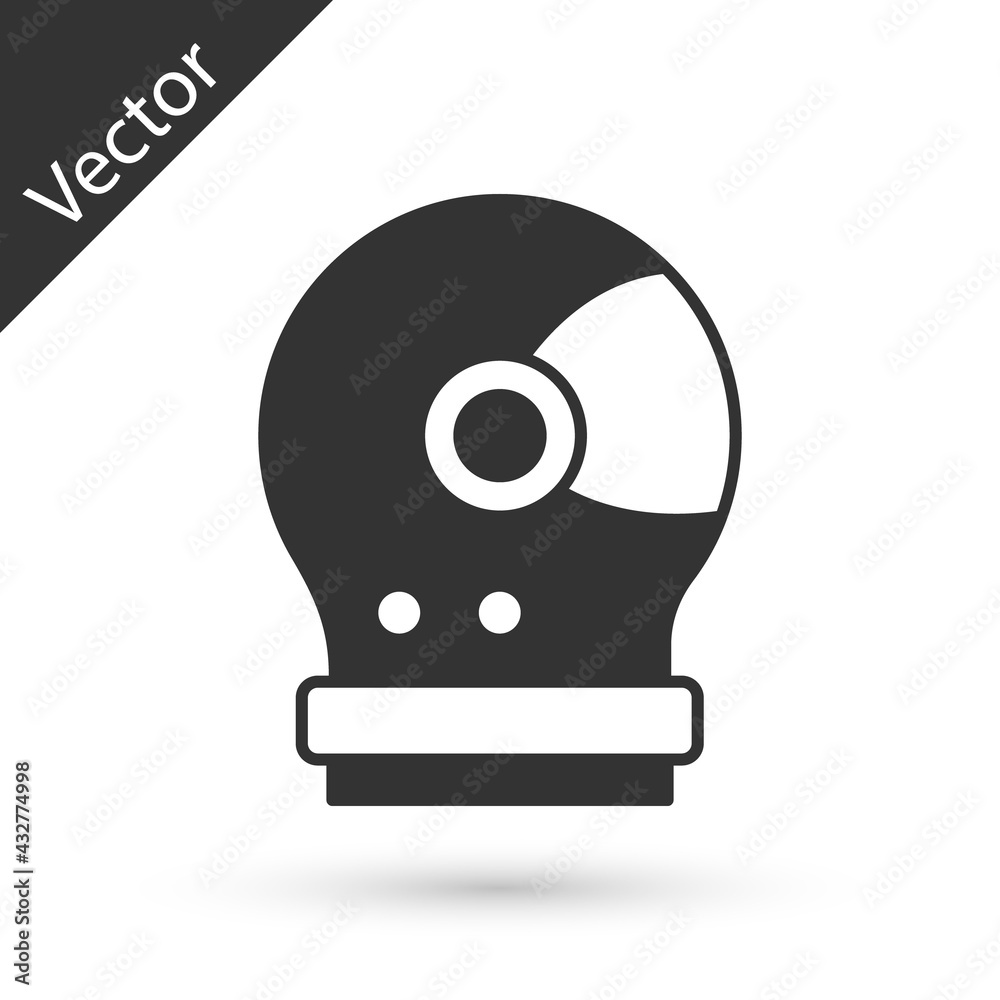 Grey Astronaut helmet icon isolated on white background. Vector Grey Astronaut helmet icon isolated on white background. Vector