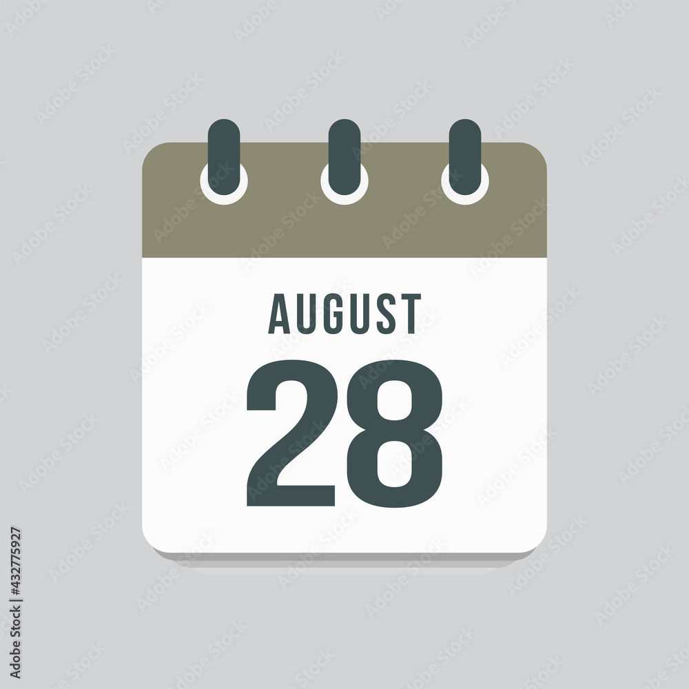 Icon day date 28 August, template calendar page Icon day date 28 August, template calendar page