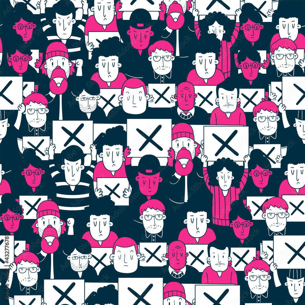 Naklejka premium Seamless pattern of hand drawn demonstration