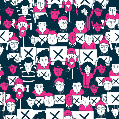 Seamless pattern of hand drawn demonstration
