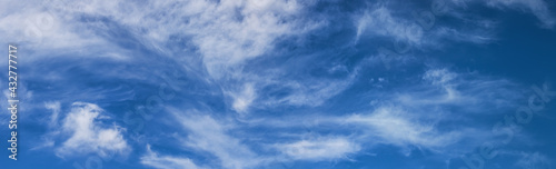 Panoramic view of white clouds on the naked sky, natural background