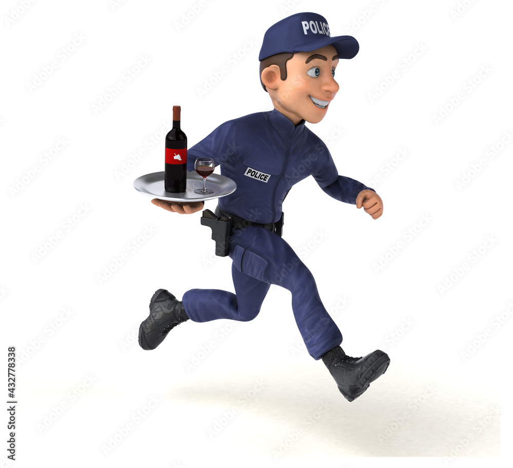 Fun 3D illustration of a cartoon Police Officer Fun 3D illustration of a cartoon Police Officer