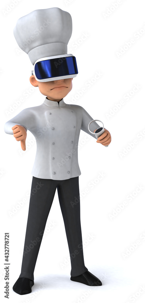 Fun 3D Illustration of a chef with a VR Helmet Fun 3D Illustration of a chef with a VR Helmet