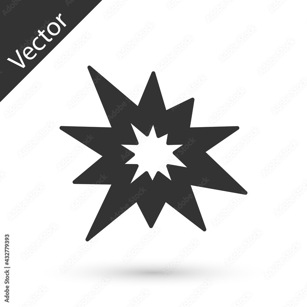 Grey Bomb explosion with shrapnel and fireball icon isolated on white background. Vector Grey Bomb explosion with shrapnel and fireball icon isolated on white background. Vector