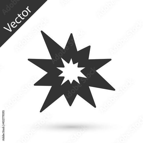 Grey Bomb explosion with shrapnel and fireball icon isolated on white background. Vector