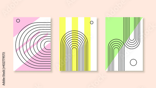 Set Abstract Collection Contemporary Vector Geometric Desgin Doodle Elements Posters