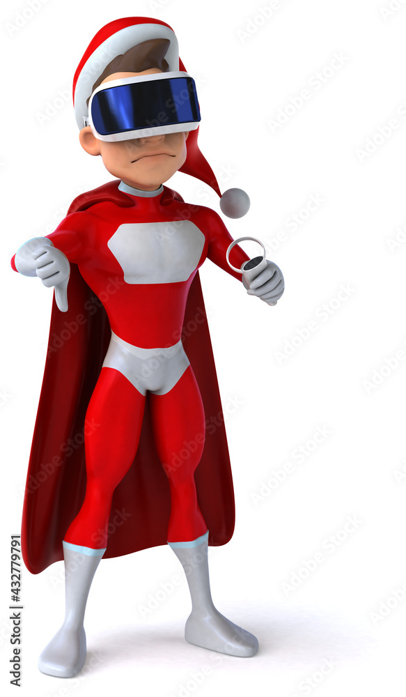 Fun 3D Illustration of a super Santa Claus with a VR Helmet Fun 3D Illustration of a super Santa Claus with a VR Helmet