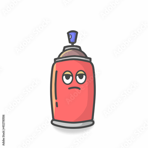 Cute Spray Can Character Flat Cartoon Vector Template Design Illustration