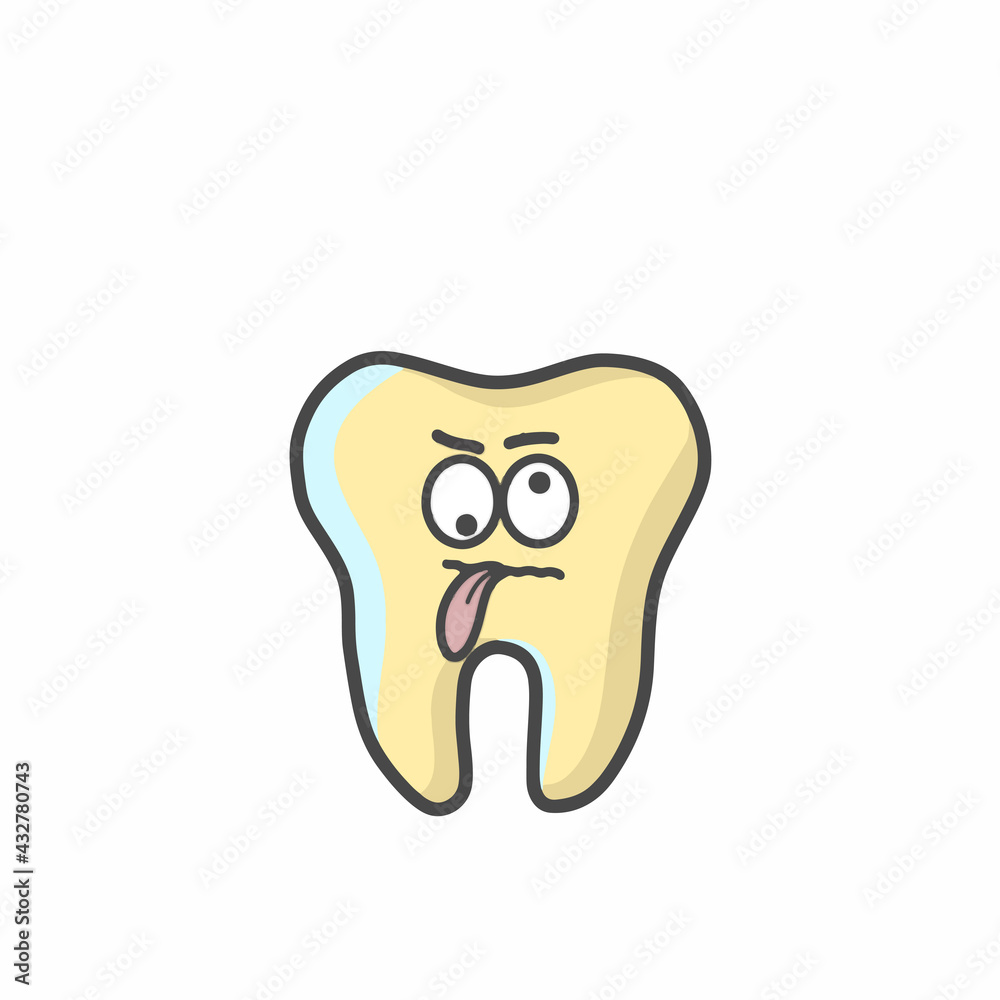Cute Tooth Character Flat Cartoon Vector Template Design Illustration Cute Tooth Character Flat Cartoon Vector Template Design Illustration
