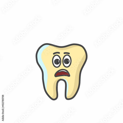 Cute Tooth Character Flat Cartoon Vector Template Design Illustration