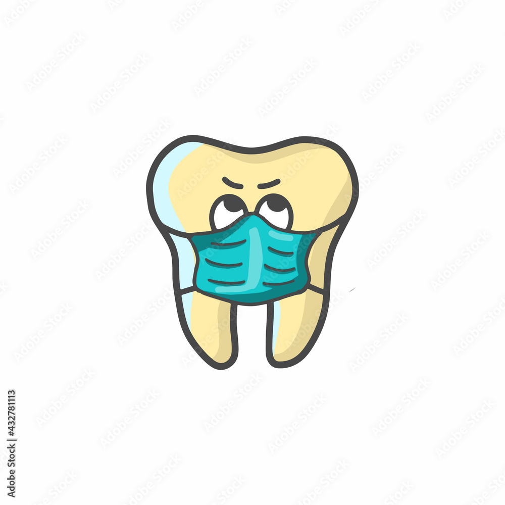 Cute Tooth Character Flat Cartoon Vector Template Design Illustration Cute Tooth Character Flat Cartoon Vector Template Design Illustration