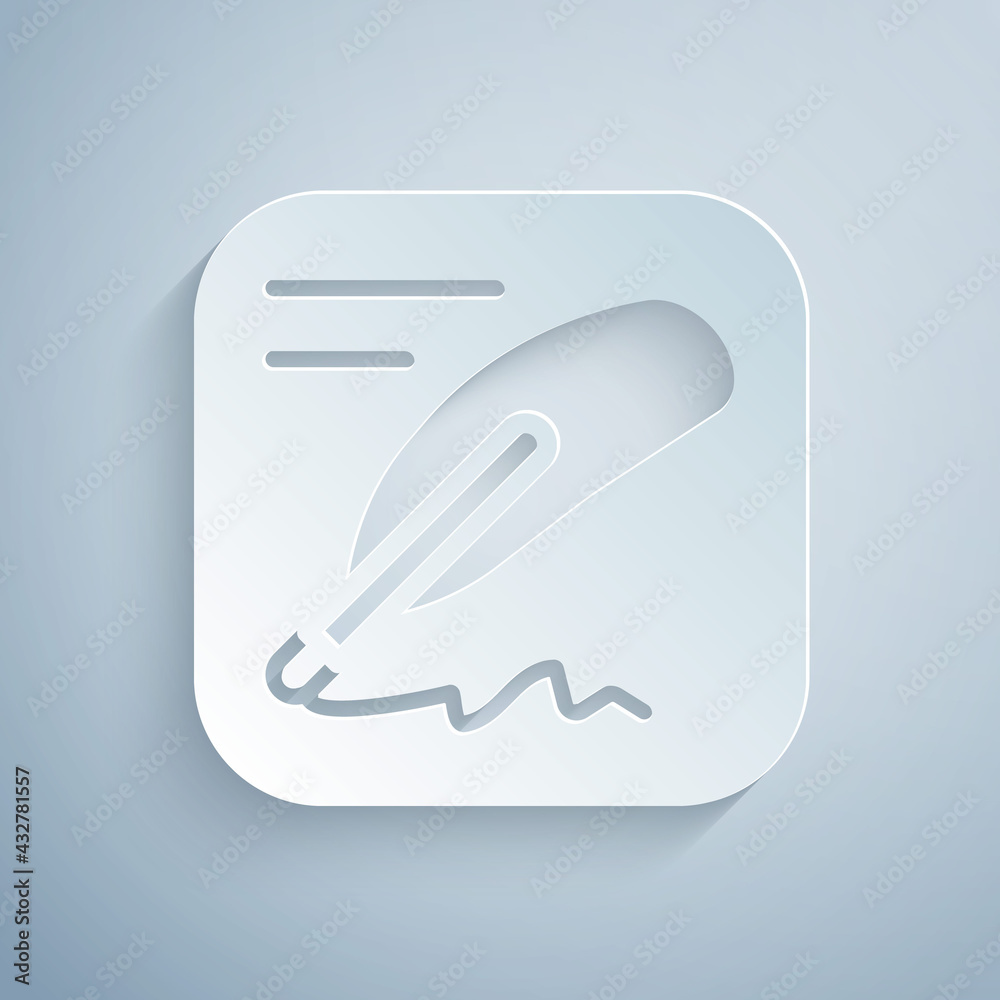 Paper cut Declaration of independence icon isolated on grey background. Paper art style. Vector Paper cut Declaration of independence icon isolated on grey background. Paper art style. Vector
