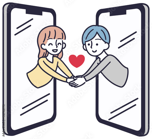婚活　遠距離　マッチング　イラスト