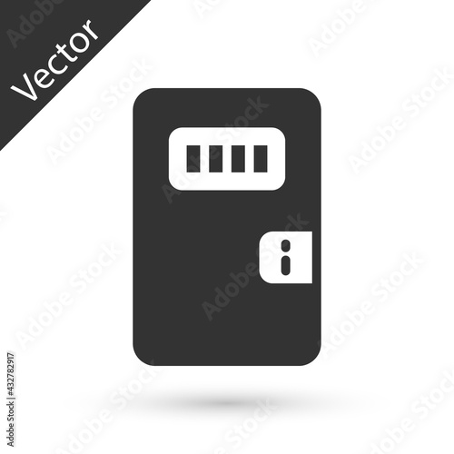 Grey Prison cell door with grill window icon isolated on white background. Vector