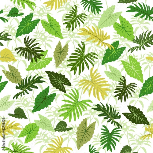 Tropical colorful leaves seamless pattern for fabric textile apparel or all print