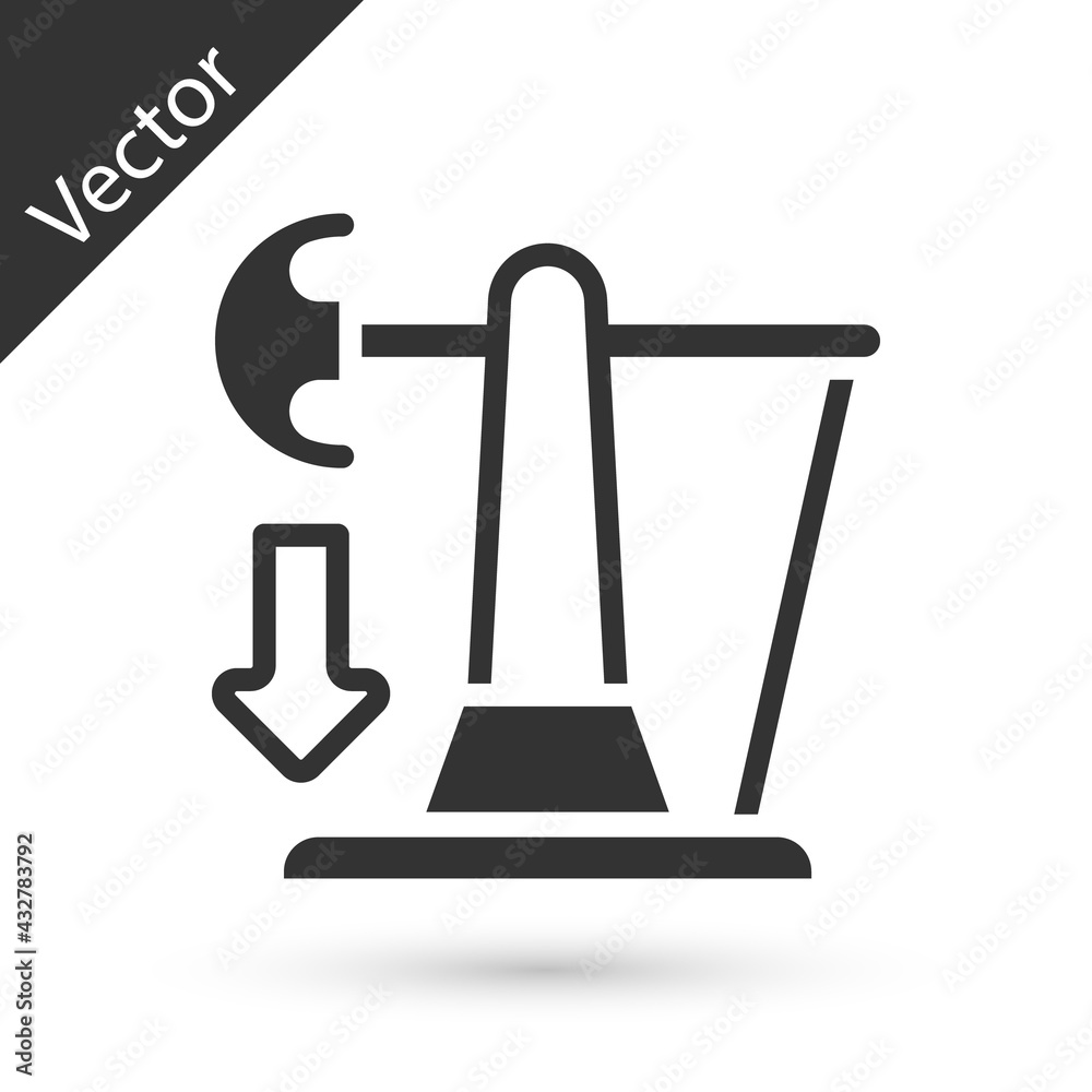 Grey Drop in crude oil price icon isolated on white background. Oil industry crisis concept. Vector Grey Drop in crude oil price icon isolated on white background. Oil industry crisis concept. Vector