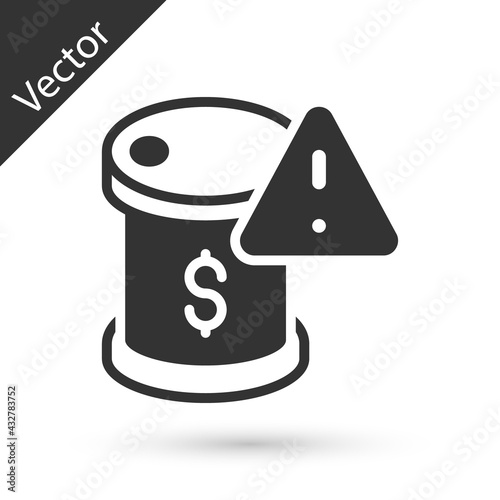Grey Drop in crude oil price icon isolated on white background. Oil industry crisis concept. Vector