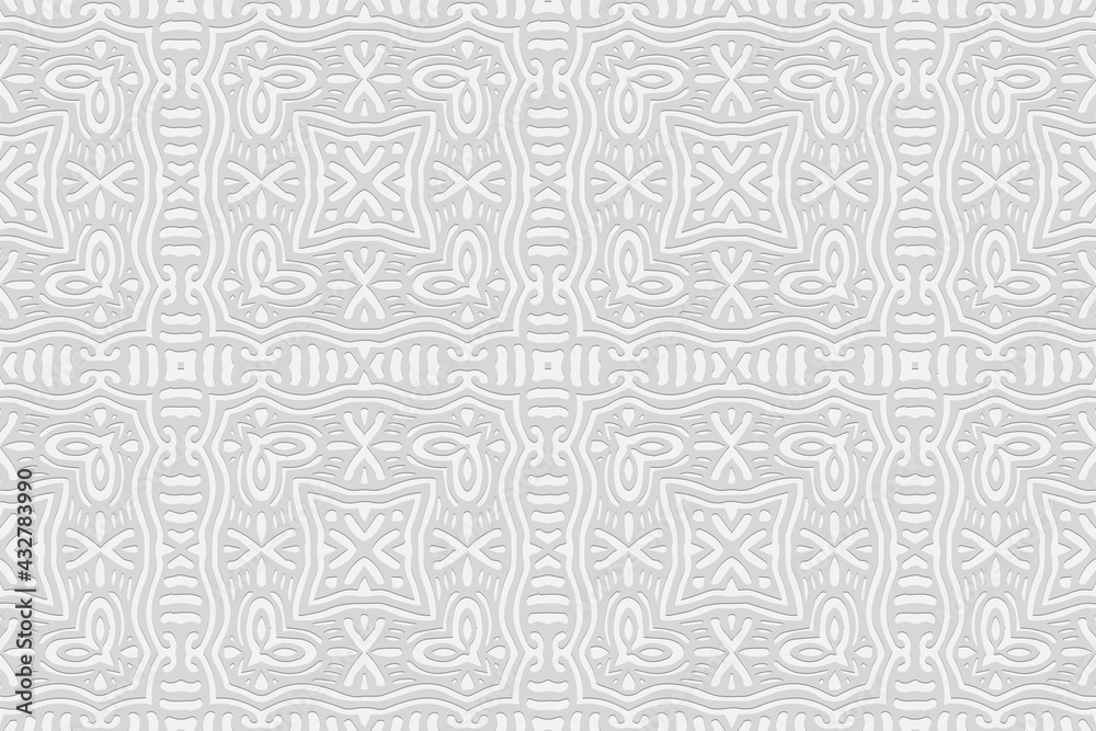 3d volumetric convex embossed geometric white background. Ethnic pattern in doodling style, handmade. Original ornament for wallpaper, stained glass, presentations, textiles, website, wrapping paper.
3d volumetric convex embossed geometric white background. Ethnic pattern in doodling style, handmade. Original ornament for wallpaper, stained glass, presentations, textiles, website, wrapping paper.