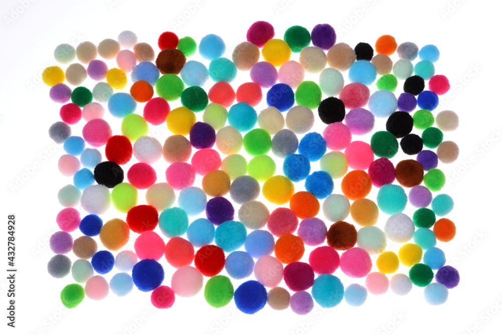 Colorful Pompom in white background Colorful Pompom in white background