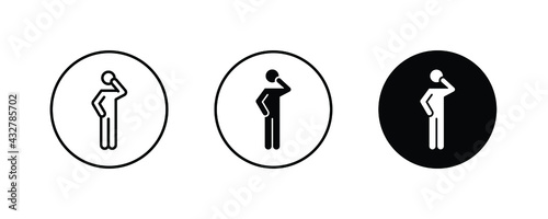think thinking man icon, thought stick figure positions, human icons button, vector, sign, symbol, logo, illustration, editable stroke, flat design style isolated on white linear pictogram
