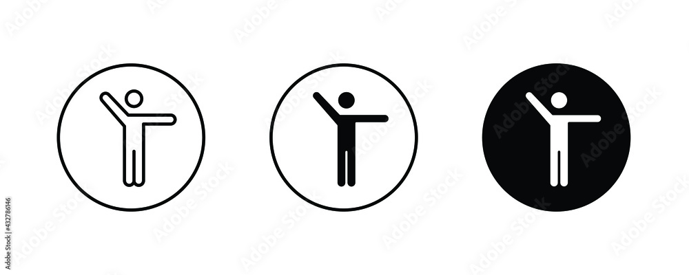 Man shows, showing stick figure positions, human icons button, vector, sign, symbol, logo, illustration, editable stroke, flat design style isolated on white linear pictogram Man shows, showing stick figure positions, human icons button, vector, sign, symbol, logo, illustration, editable stroke, flat design style isolated on white linear pictogram