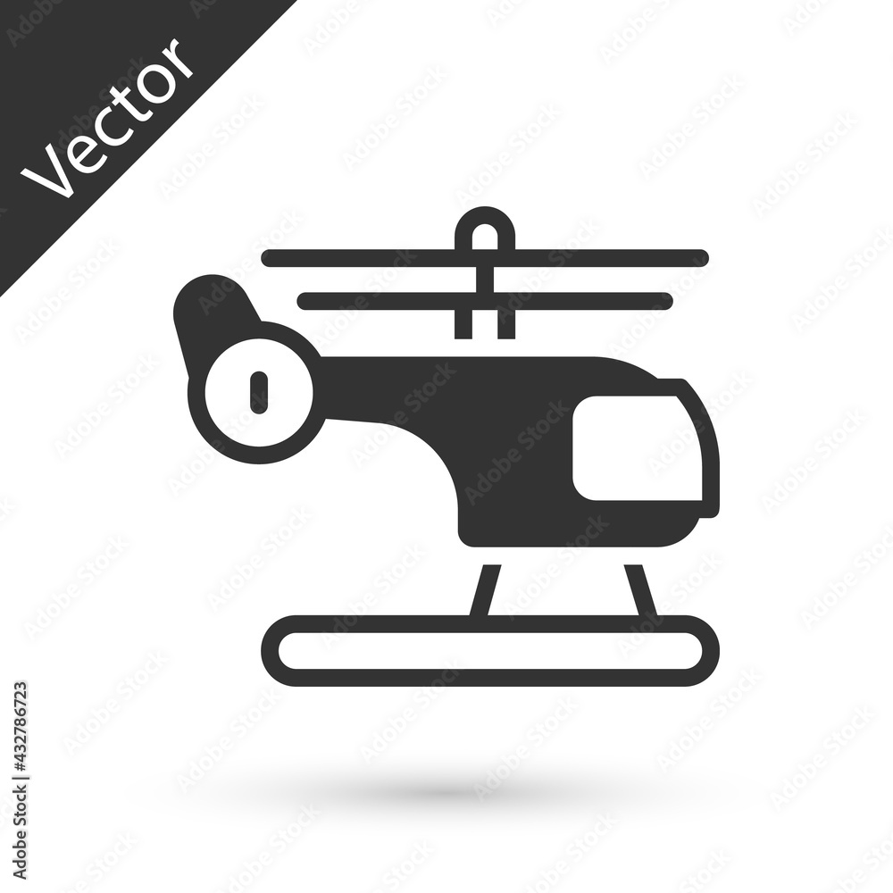 Grey Helicopter aircraft vehicle icon isolated on white background. Vector Grey Helicopter aircraft vehicle icon isolated on white background. Vector