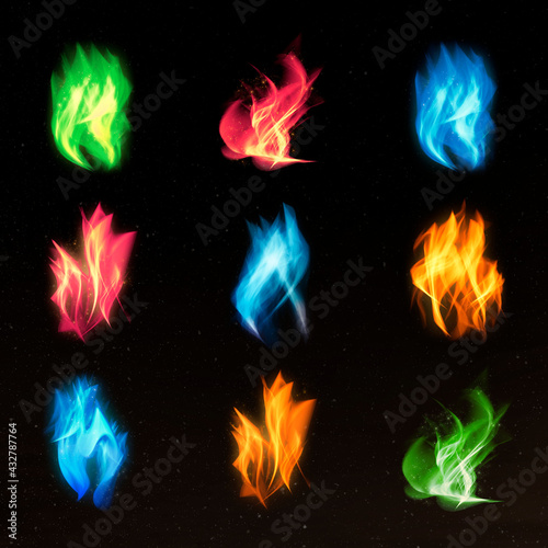 Fire flame graphic element collection