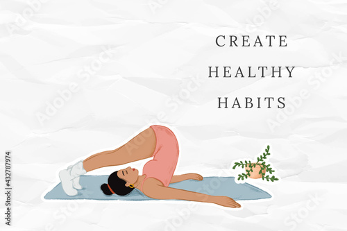 Create healthy habits motivational quote for health and wellness campaign remixed media social banner