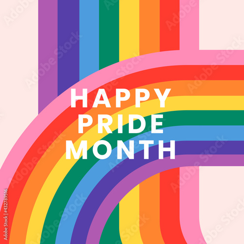 LGBTQ rainbow pride with happy pride month