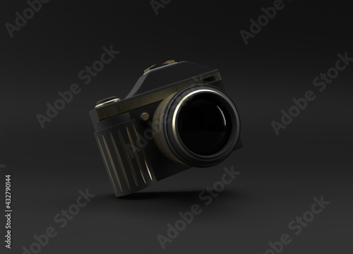 3D Render SLR Camera on a Color illustration.