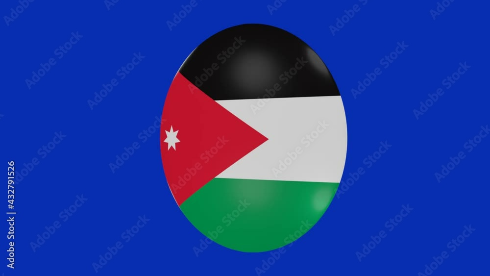 3d rendering of a Jordan flag icon rotating on itself on a chroma background 3d rendering of a Jordan flag icon rotating on itself on a chroma background