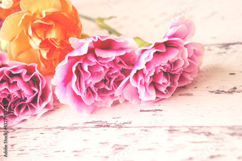 Fototapeta Naklejka Na Ścianę i Meble -  beautiful delicate flower bouquet with Carnation～お祝いの花束～カーネーション