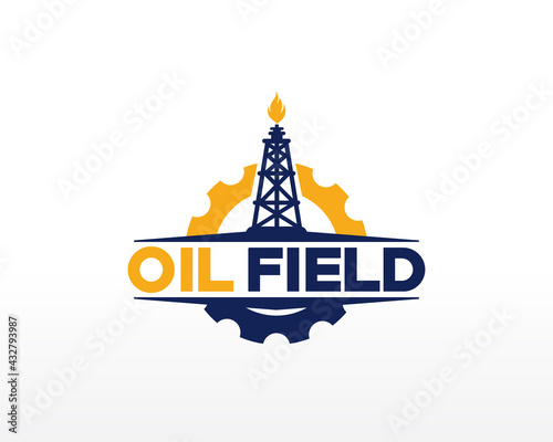 Oil and Gas Logo Design. Oil Mine Logo Design Template Vector
