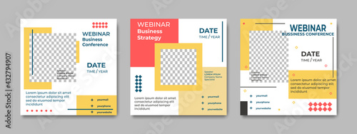 Editable modern square post templates for Social Media Banners for Digital Marketing. Promotion Brand Fashion. Vector illustration with photo college