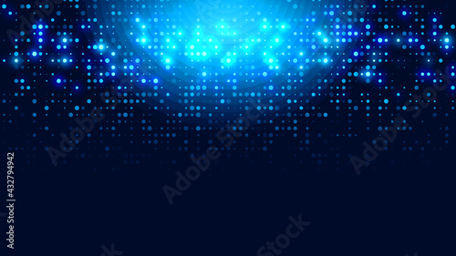Dot blue pattern screen led light gradient texture background. Abstract  technology big data digital background. 3d rendering. © Papapig