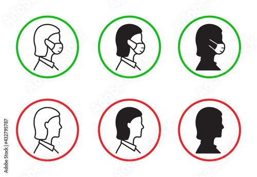Without a face mask no entry icon. Vector illustration isolated.